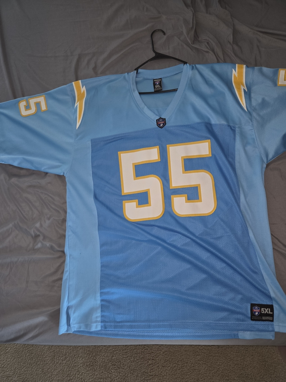 Junior Seau (#55) Light Blue Men's Football Jersey